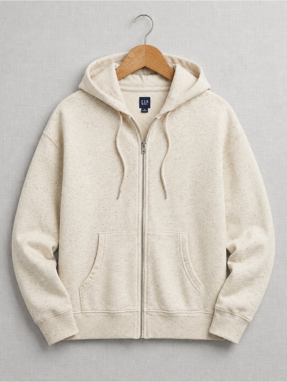 Old Navy Speckled Cream Zip-Up Hoodie